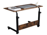 Rolling Desk Adjustable Height Mobile Side Table with Wheels Retro P2 Chipboard Steel 31.5x15.7in 96096727