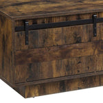 ZUN Rustic Oak Coffee Table with Sliding Barn Door B062P181423