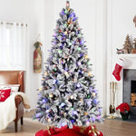 ZUN 8FT PE+PVC Floceked Christmas Tree with Easy Power & Memory Wire Technology, 470 Dual-Color LEDs W1773P215578