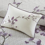 8 Piece Cotton Comforter Set Purple/Taupe Queen B03596977