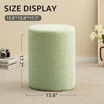 ZUN Round Teddy Fleece Ottoman with Soft Padded Seat, Multi-Functional Footrest, Vanity Chairs for 13328920