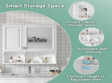 30 Inch Mirror Medicine Cabinet with Open Shelves, Wall Mounted Home Storage with Doors & Mirror, N710P322812K