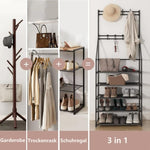 ZUN 5-layer shoe rack, suitable for entrances, narrow shoe racks, jackets, and shoe racks, with 8 hooks 24760479