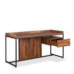 ZUN Walnut and Sandy Black 1-Drawer Writing Desk B062P215486