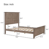 ZUN Farmhouse Wooden Platform Full Size Bed with Panel Design Headboard and Footboard for Teenager, Ash WF530026AAD