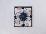 20'' Square Fabric Farmhouse Flush Mount Ceiling Fan .Bladeless Ceiling Fan 6 Speed Reversible with W3596P456605