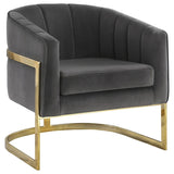 Dark Grey and Gold Tufted Barrel Accent Chair B062P153751