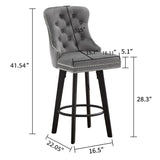 Modern Swivel Bar Stools Velvet Barstools Button Tufted Bar Stools Rivet Trim Bar Stools for Kitchen W2311P281908