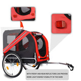 ZUN Dog Bike Trailer, Breathable Mesh Dog Cart with 3 Entrances, Safety Flag, 8 Reflectors, Folding Pet 57543487