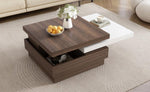 ZUN U-Can Rotatable Top Coffee Table, Modern Square Coffee Table with Wood Grain N724P195145K