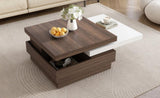 ZUN U-Can Rotatable Top Coffee Table, Modern Square Coffee Table with Wood Grain N724P195145K