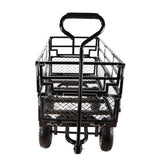 ZUN (Black double fence utility cart) Wagon Cart Garden cart trucks make it easier to transport firewood W22784159