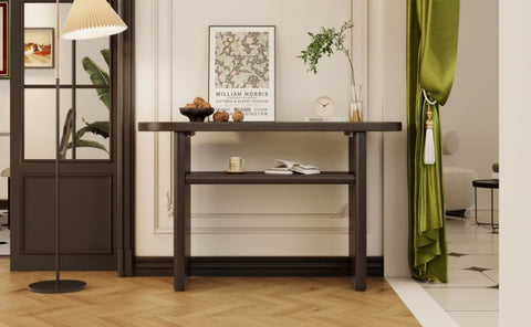 ZUN TREXM Elegant Minimalist Console Table with Rounded Edges and Sturdy Shelf Design for Entryway, N715P195554P