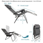 ZUN Infinity Zero Gravity Chair Pack 2, Outdoor Lounge Patio Chairs with Pillow and Utility Tray 81629870