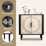 Pattern Carving, High Feet, Oval Tabletop, Curved Side Frame, Door Panel MDF Spray Paint, Cabinet 94038346