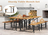 Unique One-Side Acacia Wood Patio Table & Bench Set, Combineable for Picnic & Leisure 45513631