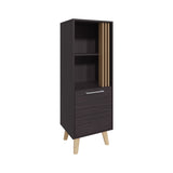 Vance 47" High One Door Cabinet with Two Open Shelves Dark Wengue - Light Oak B200P253745