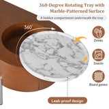 U-Can 47.2''Lift Top Coffee Table with 360-degree Marble-patterned rotating tray,Hidden Compartment, N724P228920D