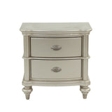 Wood Nightstand with 2 Drawer in Antique Silver SR014390