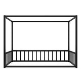 Full size sunshade floor bed, iron double-size bed frame, modern low-profile double-size bed, W1858P282500