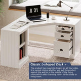 57.68" Modern L Shaped Executive Desk with 2 Storage Cabinets and 3 Drawers,Corner Writing 84716179