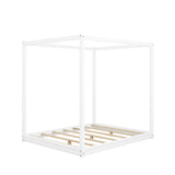Queen Size Canopy Platform Bed with Support Legs,White WF293232AAK