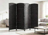 4 Panel Room Divider 70.9 Inch Tall Privacy Screen Portable Weave Partition Wall for Bedroom Coffee 97235100