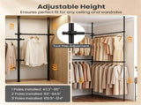 Floor to Ceiling Tension Clothes Rack No Drill Heavy Duty Carbon Steel Garment Organizer, I/L/45&deg 74283074