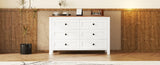 Retro Farmhouse Style Wooden Dresser with 6 Drawer, Storage Cabinet for Bedroom, WhiteBrown WF317946AAK