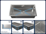 Stainless Steel Kitchen Sink, 27x19 Single Bowl, Undermount Handmade Sink in Brushed Nickel, with 88088733