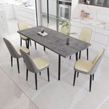 55.12-70.87" expandable rectangular dining table that can accommodate 4-6 people, equipped with 6 PU 95566565
