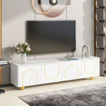 ZUN U-Can Modern TV Stand for TVs up to 75 Inches, Entertainment Center with Storage Cabinets and 1 WF530171AAK