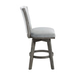 ZUN Gray Finish Set of 2 Counter Height Chairs Swivel Seat Tufted Fabric Upholstered Solid Wood Dining B011P220997