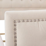 Marcella Upholstered Shelter Headboard Bed Set, King, Sky Neutral Beige Polyester B2719P238225