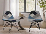 Patchwork Accent Chair Bohemian Style Fabric Chair with Chromed Legs Geometric Pattern Chair, 18"D N772P293303P