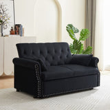 Artemax 55'' Modern Shiny Velvet Convertible Loveseat Sleeper Sofa Couch w/ 2 Lumbar Pillows, W668100737