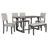 6-Piece Table and Chair Set with Special-shaped Legs and Foam-covered Seat Backs&Cushions for 45811893