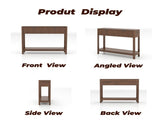 Mid-Century Modern Fluted Console Table with 2 Drawers & Open Shelf, Walnut Finish Narrow Entryway W2557P430472