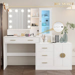 ZUN Large Makeup Vanity with Lights, Vanity Table with Charging Station, Vanity Desk with Mirror and 10 73638677