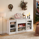 Media Console Table with Large Storage Cabinet, Modern TV Media Entertaionment Stand, White, W1758P252336
