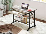 Gray Mobile Computer Desk with Keyboard Tray & Storage Shelf, 360&deg Lockable Casters for Home 68559774