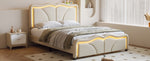 ZUN Full Size Upholstered Platform Bed with Curve Shaped and Height-adjustbale Headboard,LED Light WF323749AAK