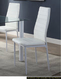 Modern Style White Metal Finish Side Chairs 2pc Set Faux Leather Covered Contemporary Dining Room B01167365