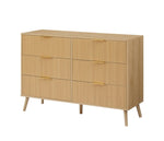 ZUN Bedroom Dresser, 6 Double Dressers with Wavy Drawers, Wooden Chest of Drawers for Children's Room, W1162P190403