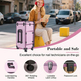 Portable Nail Art Table w/ LED Mirror, Bluetooth, Lockable Drawers, Telescopic Pole - Folding 17460864