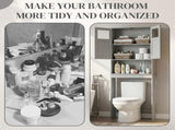 2-Door 3-Tier Toilet Cabinet MDF Melamine-Faced Bathroom Vanity 23.23*8.66*66.93in Grey 44440316