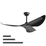 New Arrival 38-Inch Black Ceiling Fan Without Light,3 ABS Blades&Powerful DC Motor,1/4/8H Timer 31437932