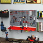 ZUN 54 Piece Tool organizer with 50 Hooks ,Pegboard and Shelf Tool Organizer Wall Mounted DIY Storage 68888583