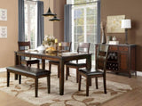 Cherry Finish Classic Style Set of 2 Side Chairs Mango Veneer Faux Leather Upholstered Transitional B01146560