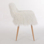 ZUN WHITE Faux Fur Upholstered Make up chair Side Dining Chair with Metal Leg W2069P174778